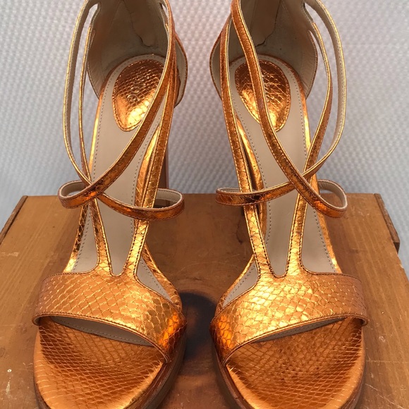 Shoes - Chloe, size 39.5, leather heeled sandal, copper